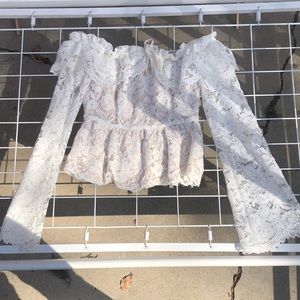 Stone Cold Fox off the shoulder white lace shirt - size 0